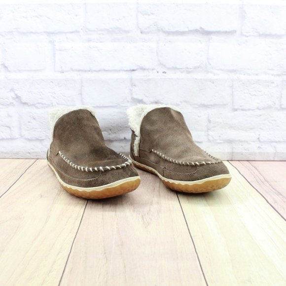 LL Bean Brown Suede Fleece Lined Mountain Slipper Moc Boot Size 7 M - Picture 3 of 10
